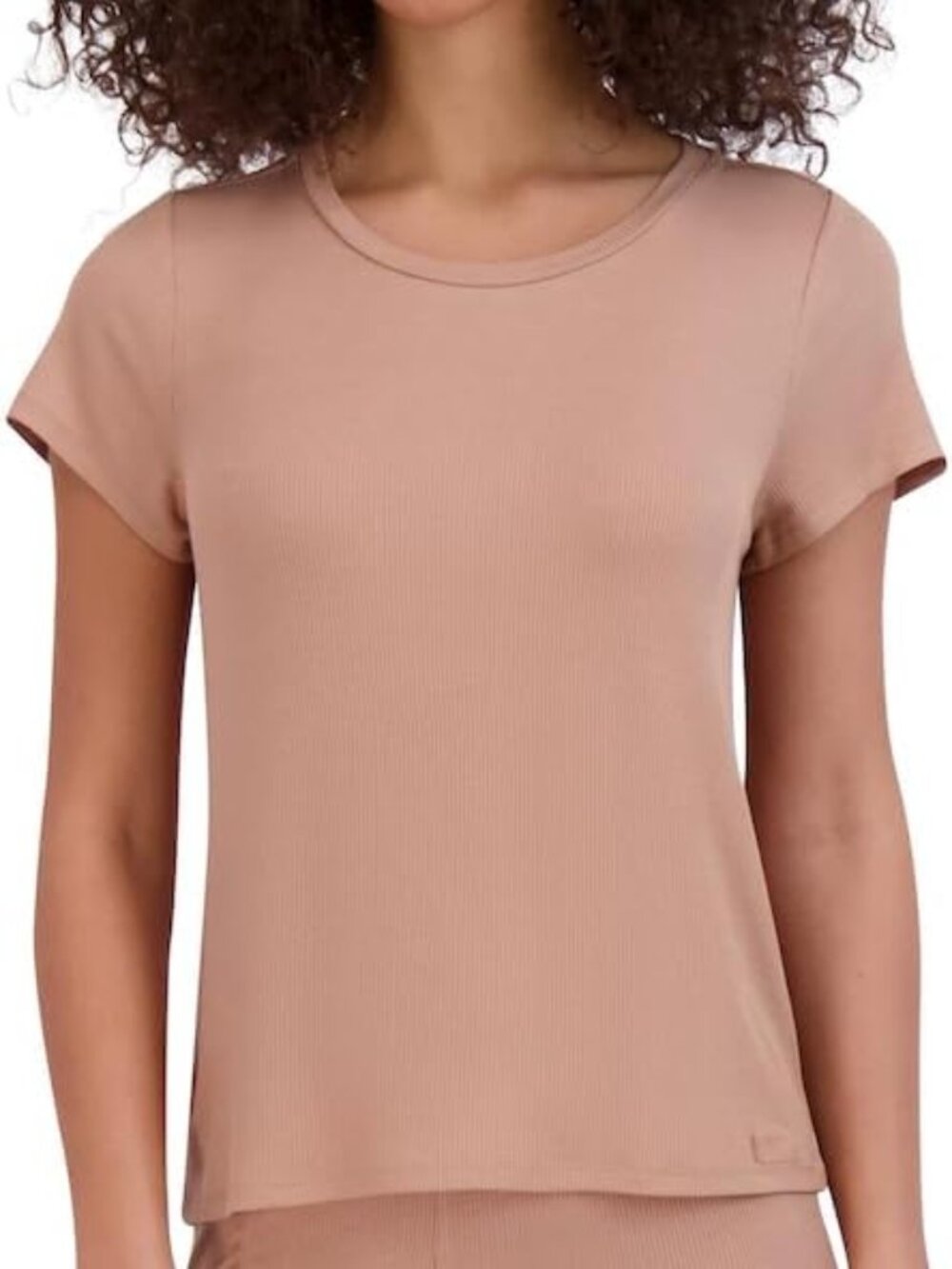 Steve Madden Women's Praline Ribbed Crew Neck Short Sleeve Sleep T Shirt